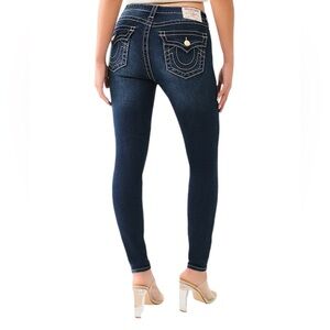 True Religion Jennie Big T Mid Rise Curvy Skinny Jean Dark Rustling Wash Size 32